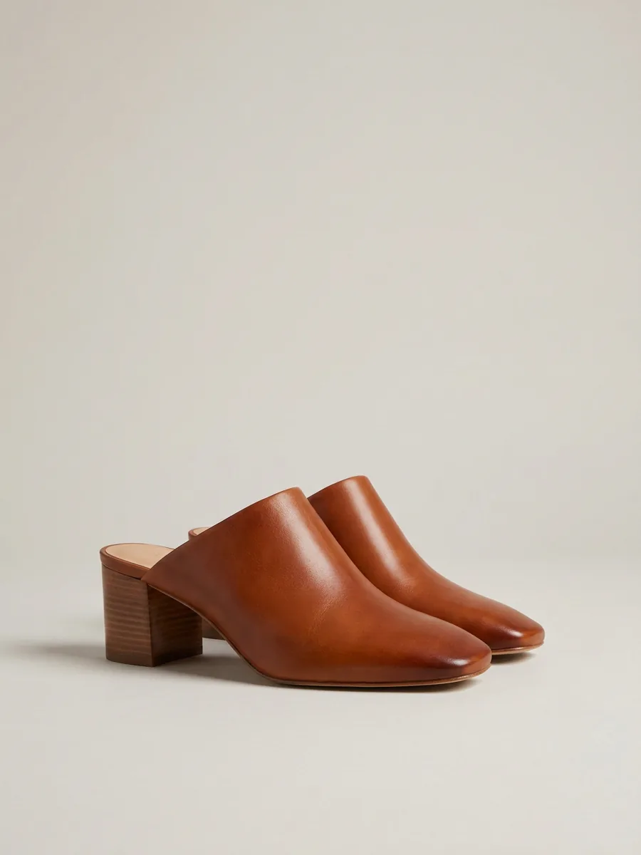 Mules Cuir Cognac